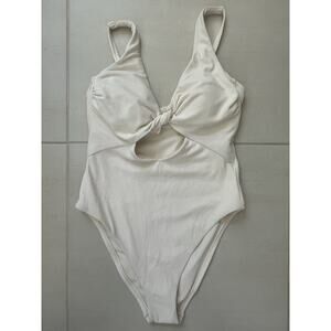 Shade & Shore Swim One Piece Swimsuit Textured Cut Out  Swimwear